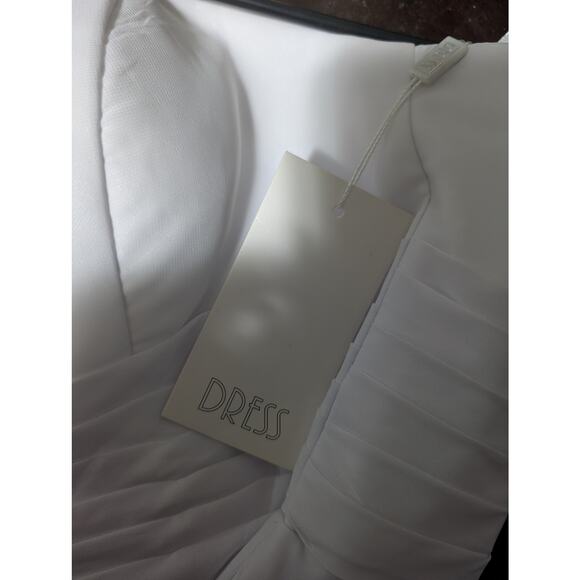 NWT! STUNNING PURE WHITE CHIFFON STRAPLESS GOWN! WEDDING, PROM! SZ XS - Picture 12 of 13